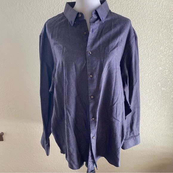 Hart Schaffner Marx Plaid Dress Shirt Button Down Collared Long Sleeve Blue Gray - Picture 1 of 8